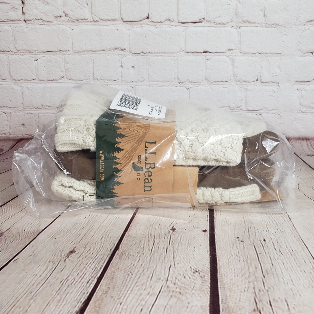 NEW LL Bean Popcorn Knit Moccasin Slipper Socks